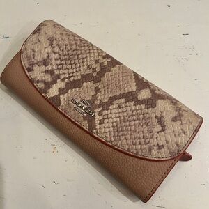 Coach Leather & Reptile Print Envelope Wallet